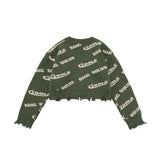 Women Sweater Knitted Cardigan Women's Spring and Autumn Distressed Frayed Sweater