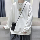 Men Hoodie Sweater Men's Autumn Loose Hong Kong Style round Neck Bottoming Shirt