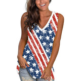National Flag Day T Shirts Vest Female Loose Sleeveless T-shirt Independence Day