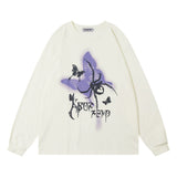 Men Hoodie Butterfly Spider Printed Crew Neck Sweatshirt