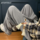 Men Sweatpants Vintage Corduroy Fall Loose Casual Trousers