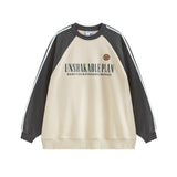 Men Hoodie Color-Block Raglan Sleeves round Neck Sweater Men