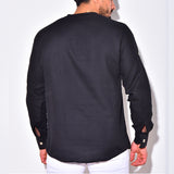 Men Shirt Summer Cotton and Linen Long-Sleeved T-shirt Casual Shirt