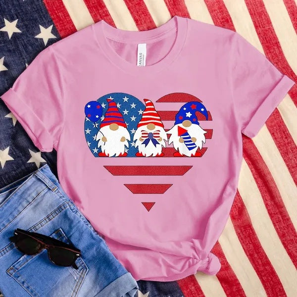 Women's Independence Day T Shirt round Neck Short Sleeve T-shirt Women's Top