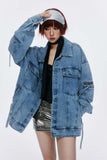 Unisex Jacket Autumn Stitching Zipper Denim Coat Women's Clothing