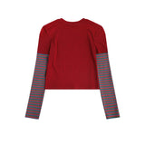 Women Long Sleeve T-Shirt Long Sleeve T-shirt Women's Autumn Color Contrast Short Top