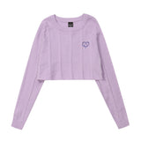 Women Sweater Short Cable-Knit Sweater Women's Autumn Loose round Neck