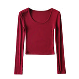Women T-Shirt Long-Sleeved T-shirt Fall Slim Fit Bottoming Shirt