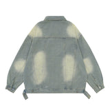 Men Denim Jacket Men's American Style Loose Washed White Denim Jacket