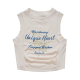 Women's Vest with Letters Summer Casual O-neck Short Sleeveless
