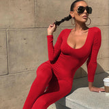 Women Jumpsuit Spring and Summer Long Sleeves Slim Fit Hip Raise Jumpsuit