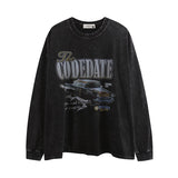 Men Long Sleeve Shirt Washed and Worn Long Sleeve T-shirt Men and Women Hiphop Retro Loose