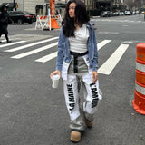 Women Cargo Pants Jeans Winter Women's Design Sense Drooping Wide-Leg Pants