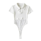 Women T-Shirt Spring/Summer Lapel Mesh Stitching Fashion Tight