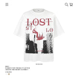 American vintage street T-shirt pure cotton retro men's and women's summer loose