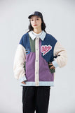 Unisex Jacket Fall Color-Blocking Lettered Casual Jacket Women's Clothing