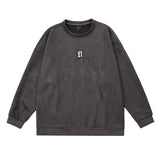 Men Hoodie Simple Embroidered Letter Crew Neck Sweatshirt