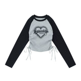 Women Long Sleeve T-Shirt Printed Long Sleeve T-shirt Women's round-Neck Raglan Sleeve Contrast Color Top Autumn