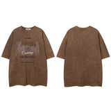 Men T Shirt Washed and Worn Short-Sleeved T-shirt Men and Women Street National Fashion Brand