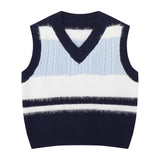 Women Vest Color Matching Short Striped Knitted Vest Women Sleeveless