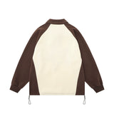 Men Hoodie Five-Pointed Star Embroidered Sweater Men's Loose Color Contrast Patchwork Lapel