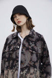 Unisex Jacket Fall Paisley Washed Jacket Women's Clothing
