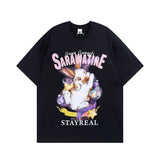 Men T Shirt Sweet Cool Bunny Print Couple Short Sleeve T-shirt Men and Women Retro
