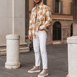 Men Shirt Autumn Cardigan Plaid Men's Shirt