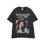 Men T Shirt Hip Hop Vintage Print Short Sleeves T-shirt Men and Women Loose