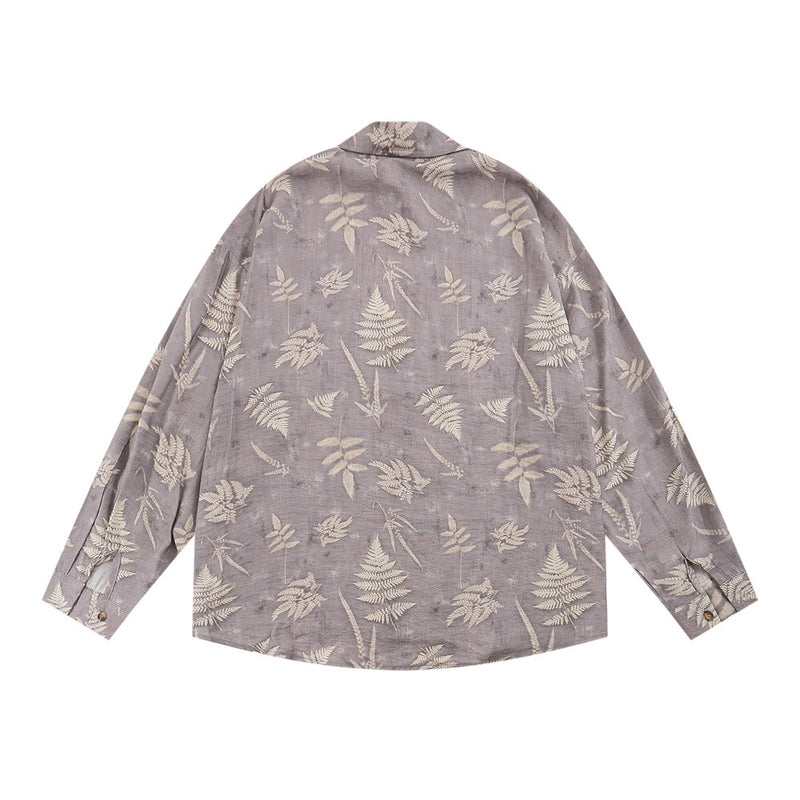 Men's Long Sleeved T Shirt Printed Shirt Men's Spring and Autumn Long Sleeve Lapel Shirt Loose Ins