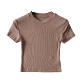 Women's T-Shirt Summer round Neck Tight Short-Sleeved T-shirt