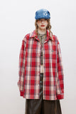 Unisex Jacket Autumn Red Brushed Basic Shirt Women's Clothing