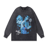 Men Long Sleeve Shirt Printed Distressed Long Sleeve T-shirt Men and Women Retro