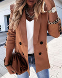 Plaid Trench Coat Long Sleeve Double Breasted Fashion Print Blazer