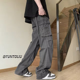 Men Sweatpants Overalls Men's Summer Wide Leg Straight Mop Pants Casual