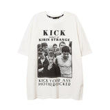 Men T Shirt Vintage Print Short Sleeves T-shirt Men and Women Couple Loose