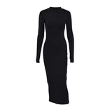 Women Dresses Spring Solid Color Slimming Tight Dress Women