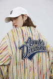 Unisex Jacket Autumn Color Vertical Bar Baseball Uniform Women's Clothing