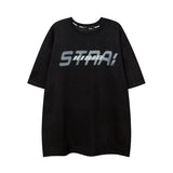 Men T Shirt Vintage Letter Print Short-Sleeve T-shirt Men and Women