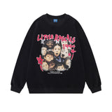 Men Hoodie Hip Hop Portrait Printed Crew Neck Sweatshirt