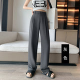 Palazzo Pants Gray High-Grade Suit Straight Narrow Wide-Leg Pants Draping Effect