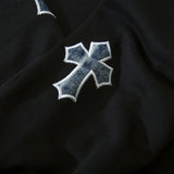 Men Hoodie Letter Patch Embroidered Lapel Sweatshirt