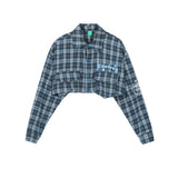 Women Long Sleeve Shirt Women's Plaid Long Sleeve Shirt Autumn Embroidery Short Shirt Coat