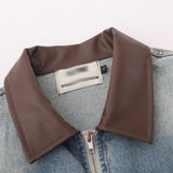 Men Denim Jacket Men's Loose Lapels Washed and Worn Denim Jacket