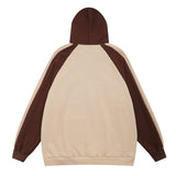 Men Hoodie Hooded Sweater Loose Casual Contrast Color Stitching
