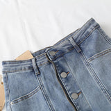 Women Skirt Short Denim Skirt Spring and Summer Retro Denim Skirt