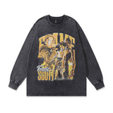 Men Long Sleeve Shirt Printed Washed and Worn Long Sleeve Bottoming T-shirt for Men and Women