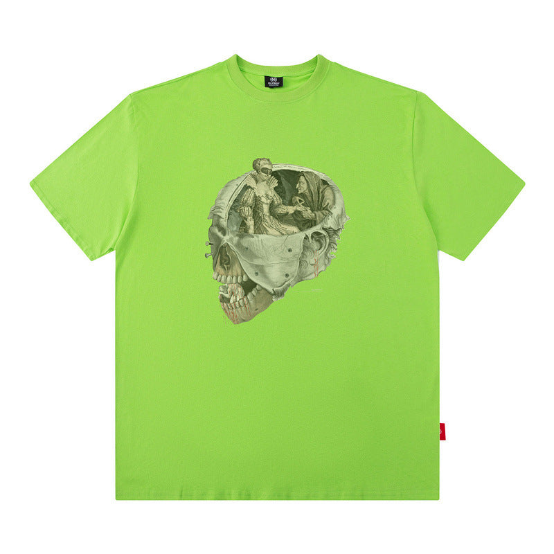 Men T Shirt Printed Short-Sleeved T-shirt Men's Fashion Brand Street round Neck Loose