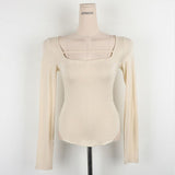 Women Long Sleeve Shirt Bottoming Shirt Curved Top Autumn Long Sleeve
