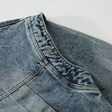 Men Denim Jacket Wash Water Denim Jacket Men's Loose Lapels Zip Jacket